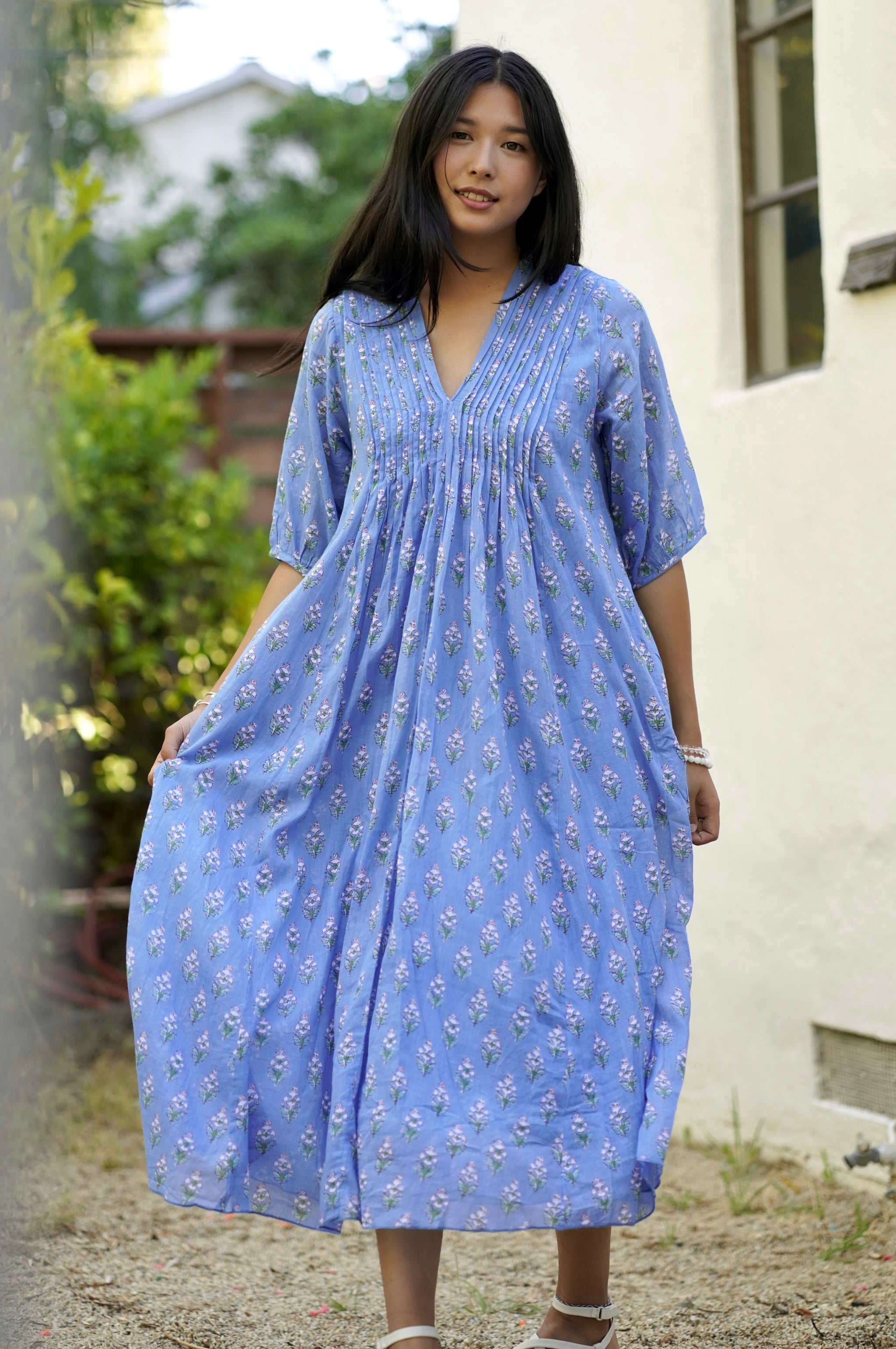Skye Dress Floral Blue Green – Dolma