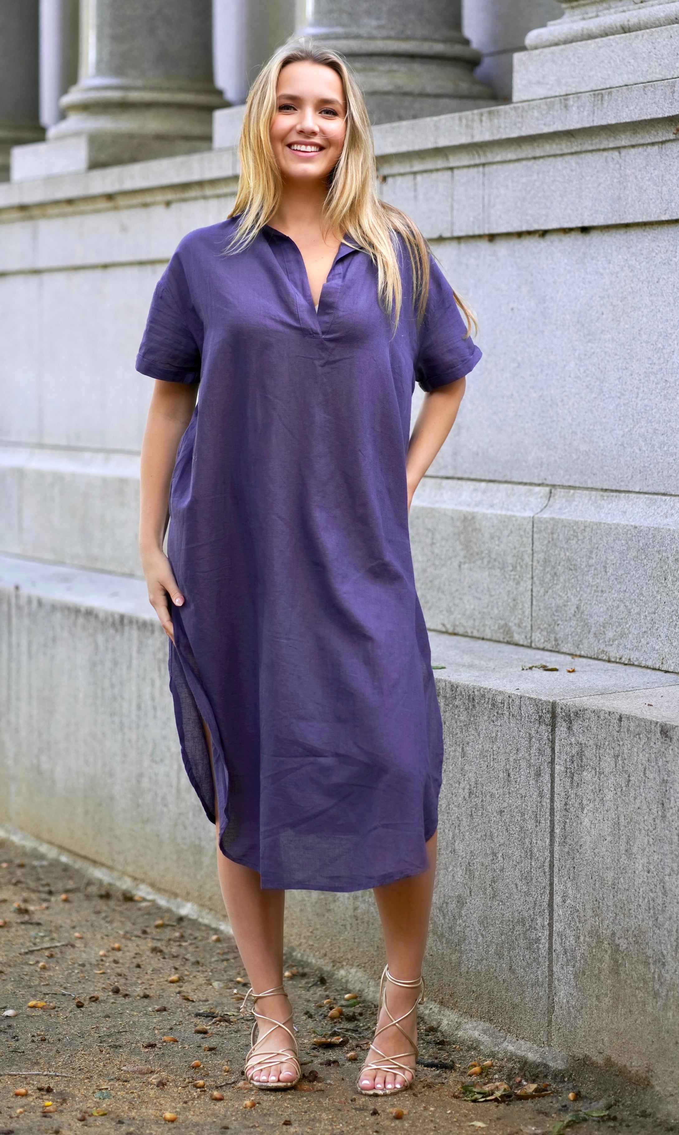 Zoey Solid Dress Navy