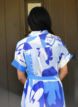 Load image into Gallery viewer, Brigitte Abstract Print Dress Blue Multi 
