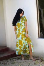 Load image into Gallery viewer, Carrie Cotton Dress Turquoise Olive
