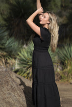 Load image into Gallery viewer, Suri Solid Smocked Waist Maxi Dress Black
