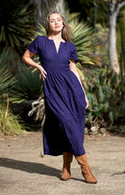Load image into Gallery viewer, Suri Solid Smocked Waist Maxi Dress Navy 
