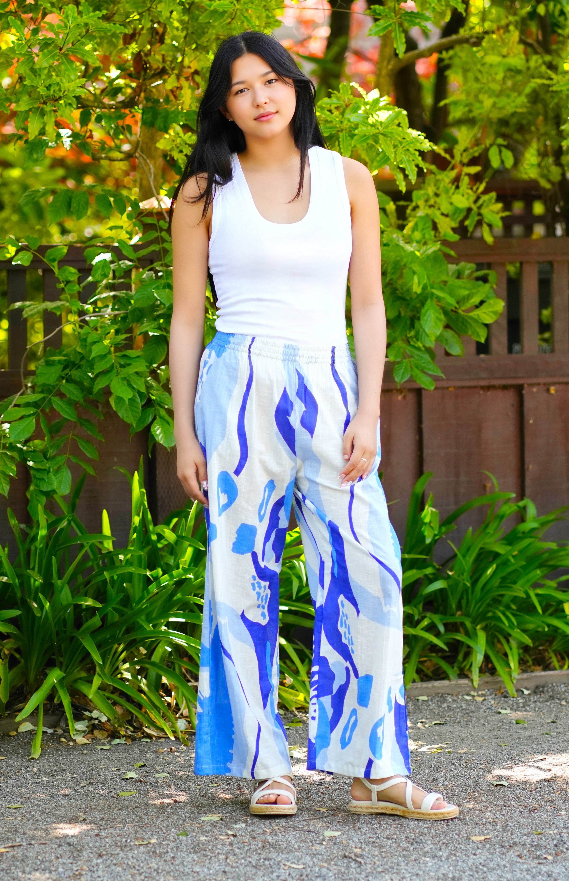 Erin Abstract Print Pants Blue Multi