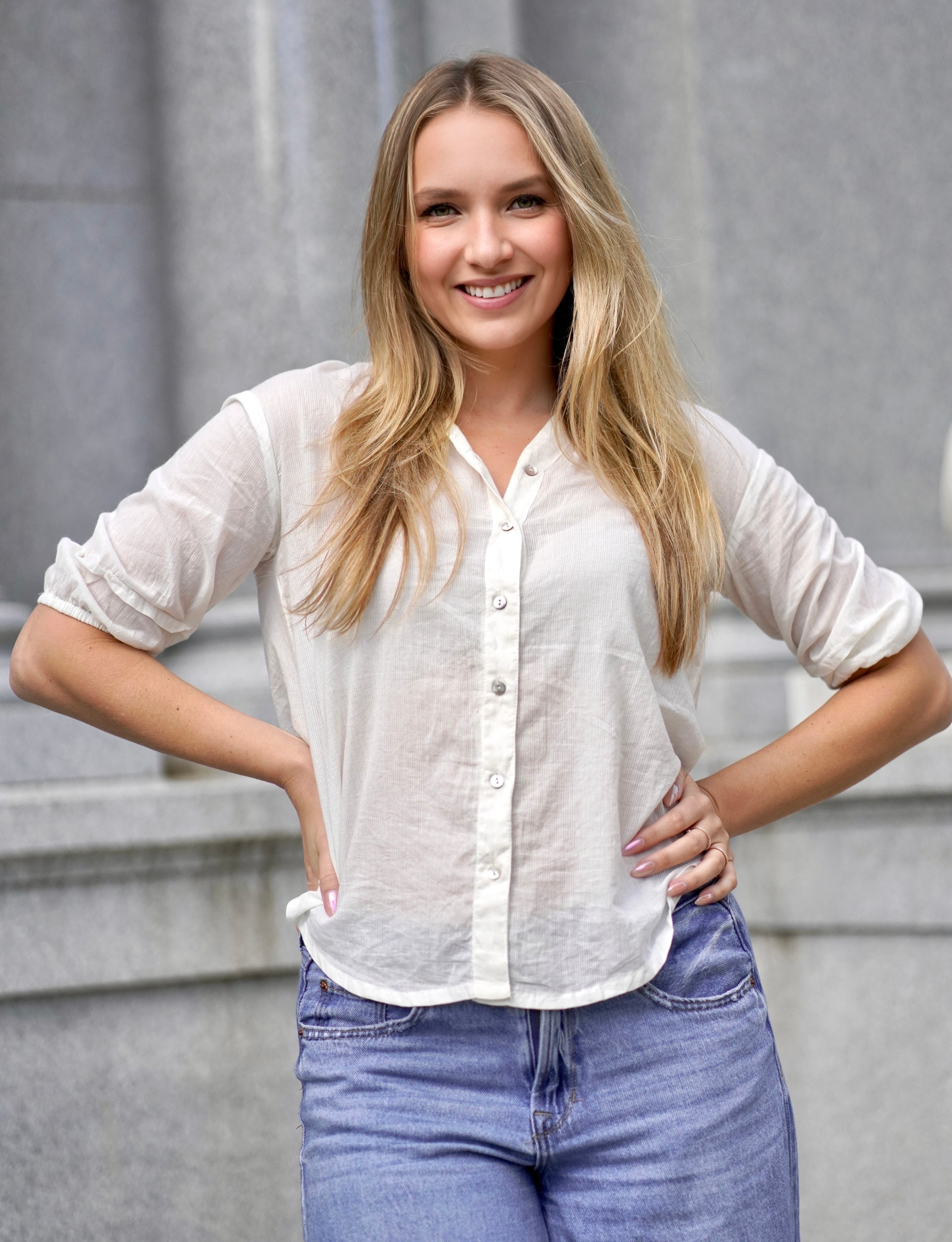 Amalie Solid Cotton Top White