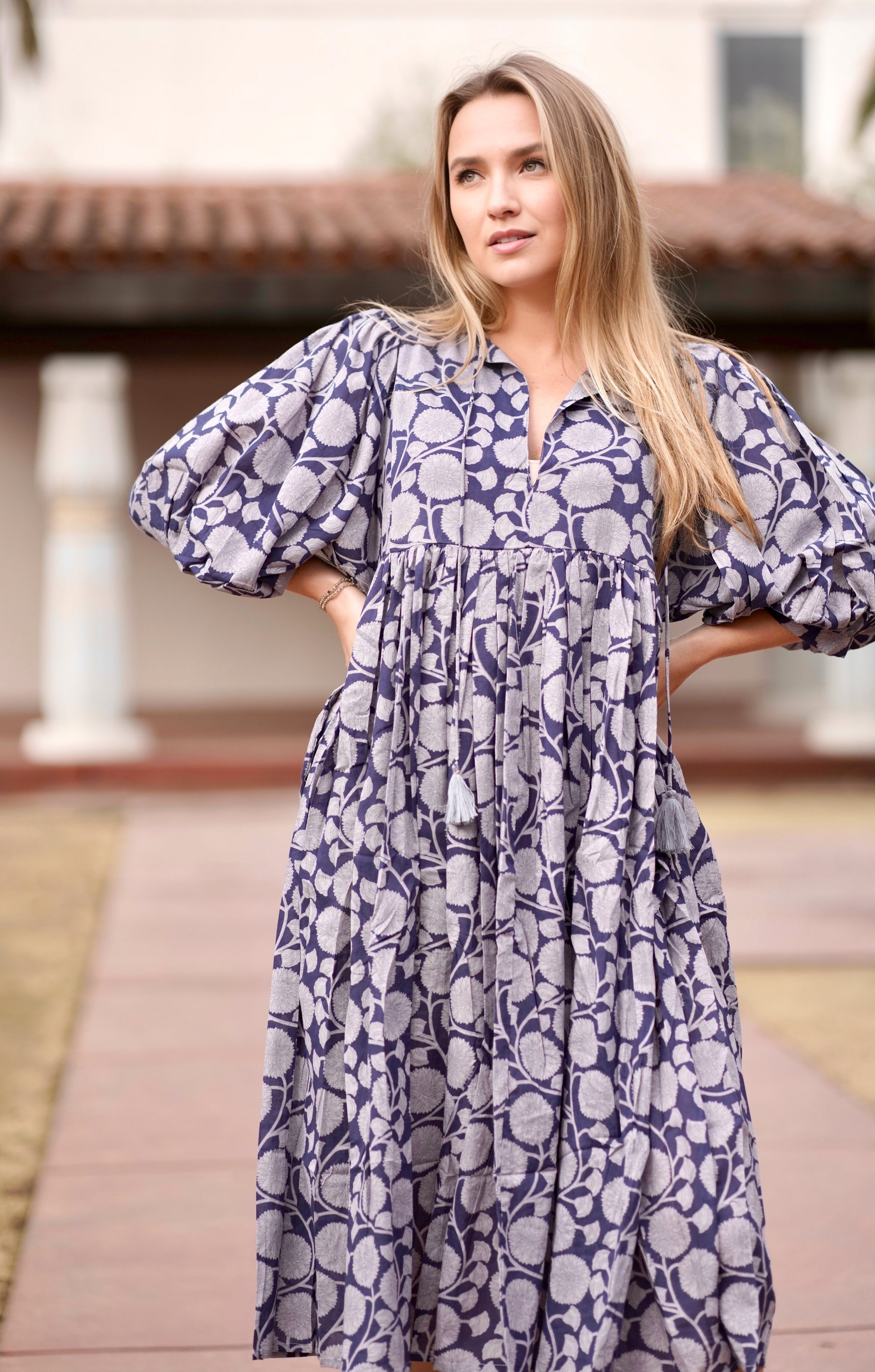 Mylah Midi Dress Navy (Blue Grey) Dolma Mylah Midi Dress Navy (Blue Grey) Dolma