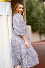 Load image into Gallery viewer, Mylah Midi Dress Block Printed Olive Navy
