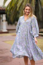 Load image into Gallery viewer, Mylah Midi Dress Block Printed Olive Navy
