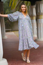 Load image into Gallery viewer, Mylah Midi Dress Block Printed Olive Navy
