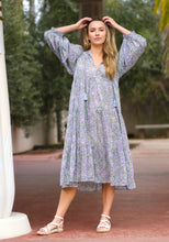 Load image into Gallery viewer, Mylah Midi Dress Block Printed Olive Navy
