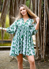 Load image into Gallery viewer, Raya Block Printed Mini Dress-  Green
