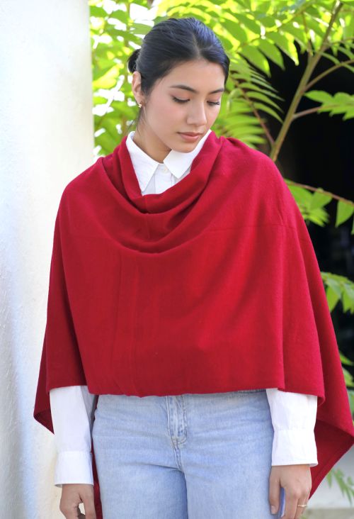 Cashmere Poncho- Cherry