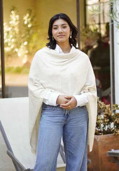 Cashmere Poncho-Oatmeal
