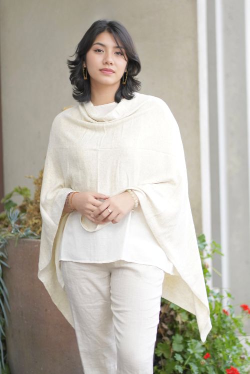 Cashmere Poncho-Ivory