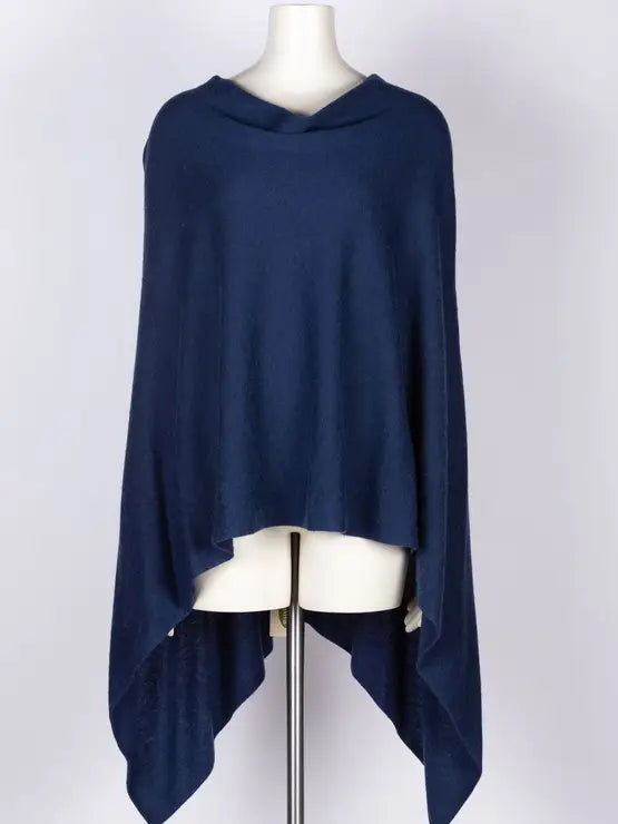 Cashmere Poncho-Navy