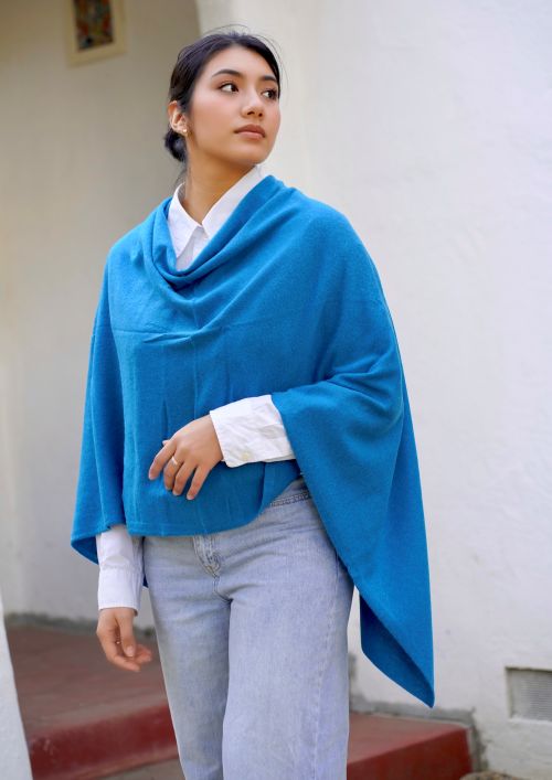 Cashmere Poncho- Teal