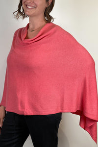 Cashmere Poncho-Coral