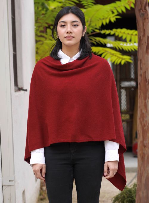 Cashmere Poncho- Burgundy