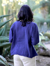 Load image into Gallery viewer, Coralee Cotton Gauze Top-Navy
