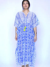 Load image into Gallery viewer, Nayla Block Printed Kaftan Blue
