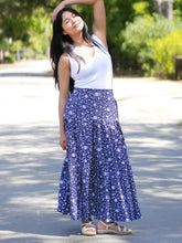 Load image into Gallery viewer, Block Printed Cotton Tiered Skirt-Black White 
