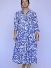 Load image into Gallery viewer, Esti Midi Dress-Navy /White
