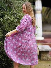 Load image into Gallery viewer, Mylah Midi Dress Block Printed Purple
