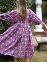 Load image into Gallery viewer, Mylah Midi Dress Block Printed Purple
