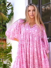 Load image into Gallery viewer, Mylah Midi Dress Block Printed Pink
