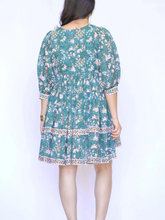 Load image into Gallery viewer, Raya Mini Dress Green-Beige
