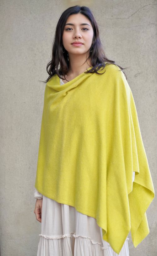 Cashmere Poncho-Lime