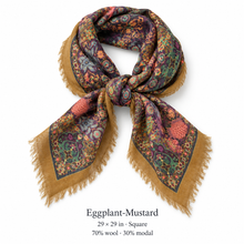 Load image into Gallery viewer, Tapestry Small Wool Printed Square Scarf
