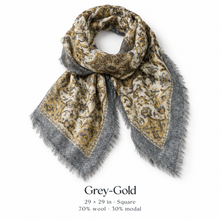Load image into Gallery viewer, Tapestry Small Wool Printed Square Scarf
