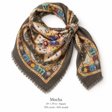 Load image into Gallery viewer, Tapestry Small Wool Printed Square Scarf
