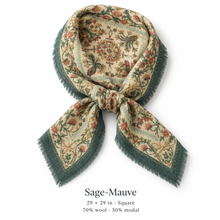 Load image into Gallery viewer, Tapestry Small Wool Printed Square Scarf
