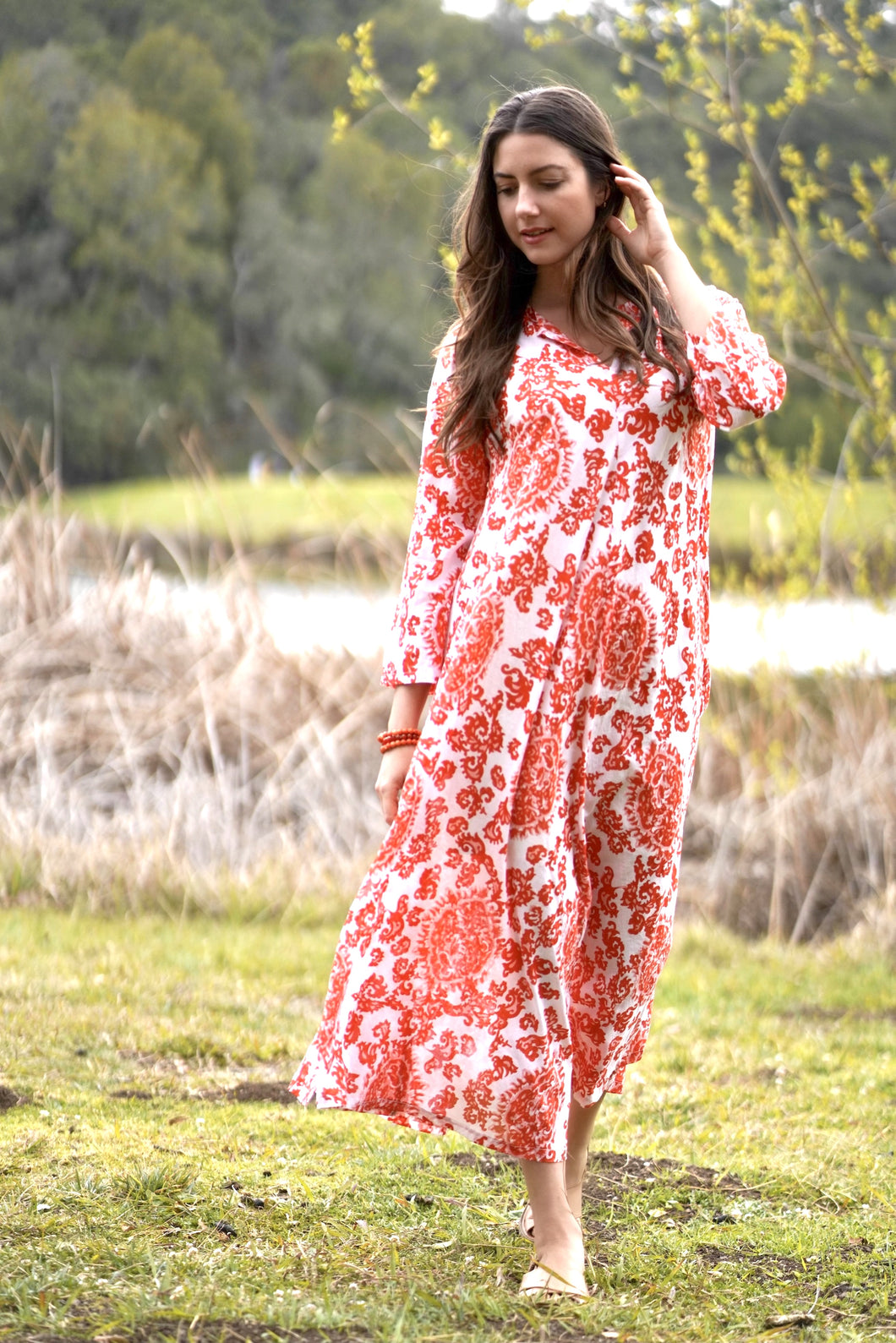 Calypso Dandelion Dress Red White
