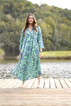 Load image into Gallery viewer, Calypso Dandelion Dress Green Blue
