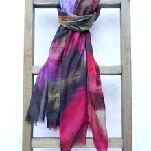 Load image into Gallery viewer, Abstract Light Weight Wool Scarf/Wrap Purple
