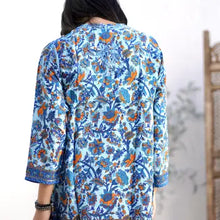 Load image into Gallery viewer, Blue Multi Silk Tunic /KDC Emb.
