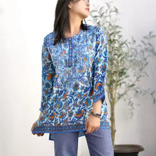 Load image into Gallery viewer, Blue Multi Silk Tunic /KDC Emb.
