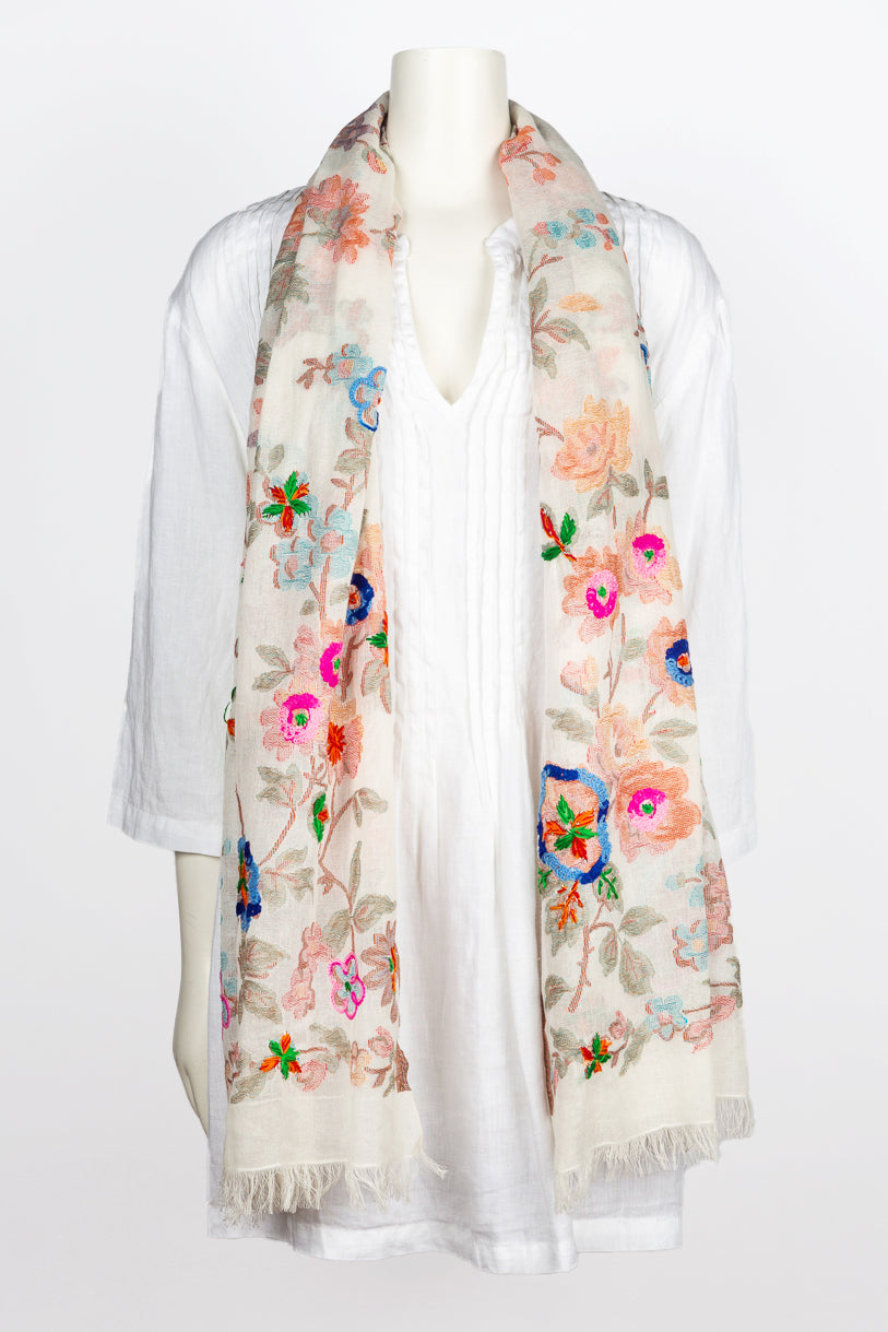 Cleo Embroidered Woven Scarf