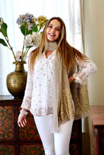 Load image into Gallery viewer, Jemima Double Gauze Block Printed Top Gold White
