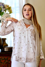 Load image into Gallery viewer, Jemima Double Gauze Block Printed Top Gold White
