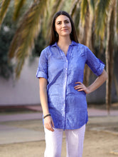 Load image into Gallery viewer, Allegra Coral Reef Print Tunic Shirt Blue
