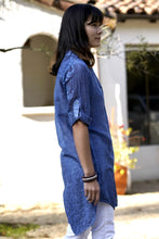 Load image into Gallery viewer, Allegra Coral Reef Print Tunic Shirt Blue
