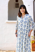 Load image into Gallery viewer, Heather Cotton Dress Blue
