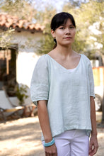 Load image into Gallery viewer, Celine Puff Sleeve Linen Top Sky Blue
