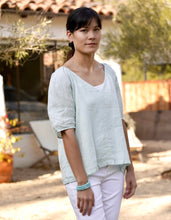 Load image into Gallery viewer, Celine Puff Sleeve Linen Top Sky Blue
