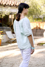 Load image into Gallery viewer, Celine Puff Sleeve Linen Top Sky Blue
