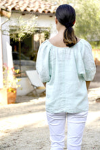 Load image into Gallery viewer, Celine Puff Sleeve Linen Top Sky Blue
