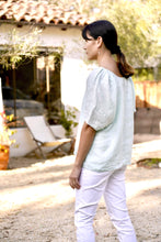 Load image into Gallery viewer, Celine Puff Sleeve Linen Top Sky Blue
